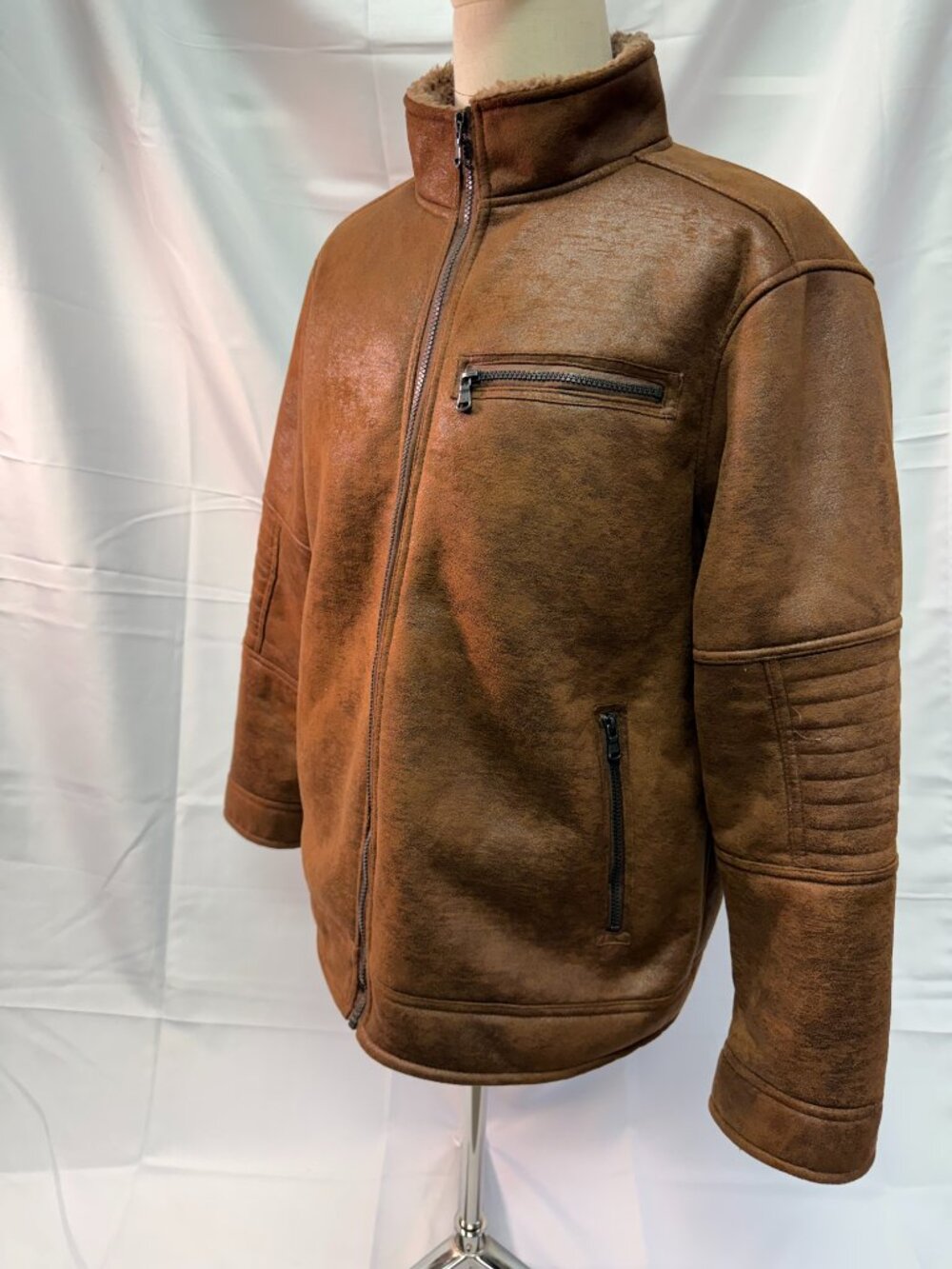 Buffalo David Bitton Men's XXL Brown Faux Suede Sherpa Lined Jacket